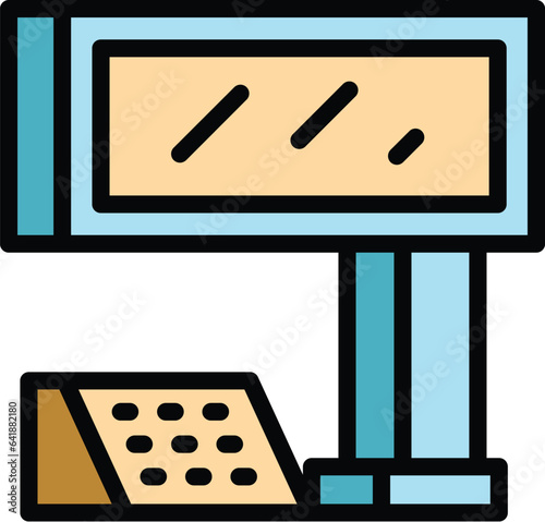 Service pos terminal icon outline vector. Store supermarket. Point self color flat