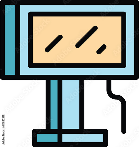 Cash register icon outline vector. Machine pos. Screen point color flat