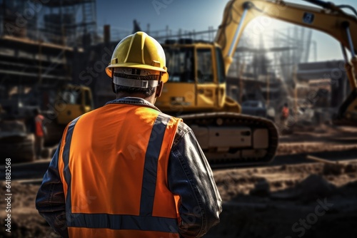 Construction worker on his uniform at work