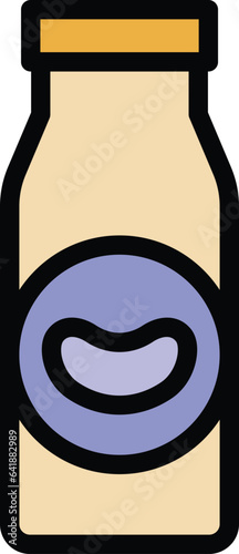 Bean milk bottle icon outline vector. Tofu milk. Pack chinese color flat