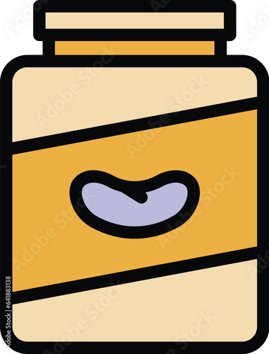 Bean jar powder icon outline vector. Soy food. Oil sauce color flat
