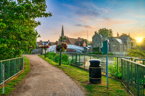 Chinese Bridge at sunrise in Godmanchester Cambridgeshire England photo