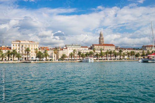 Riva promenade and skyline of Diocletian palace in Split. Croatia