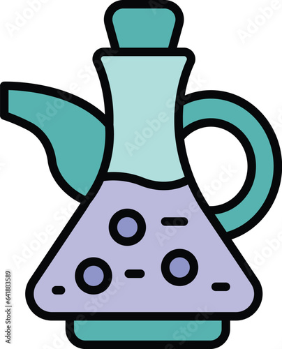Extra virgin oil drop icon outline vector. Olive food. Vegetable jar color flat