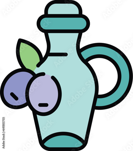 Olive oil bottle icon outline vector. Food plant. Virgin extra color flat