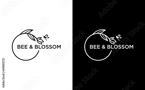 Bee and blossom black and white logo
