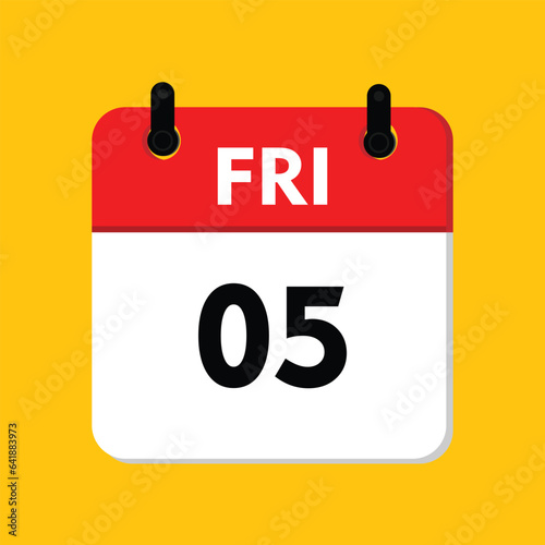  calender icon, 05 friday with yellow background