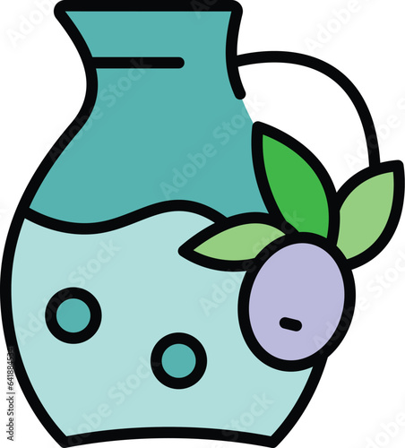 Virgin oil icon outline vector. Olive bottle. Jar package color flat