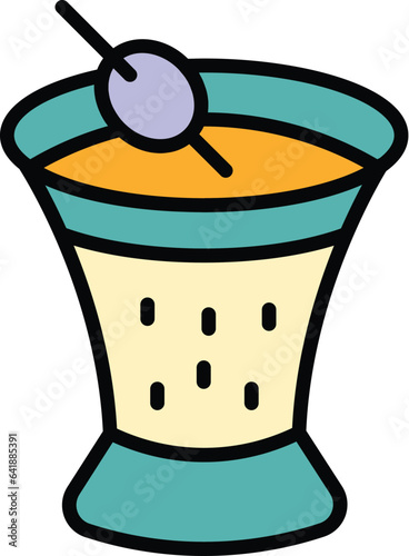 Olive cocktail icon outline vector. Oil food. Virgin extra color flat
