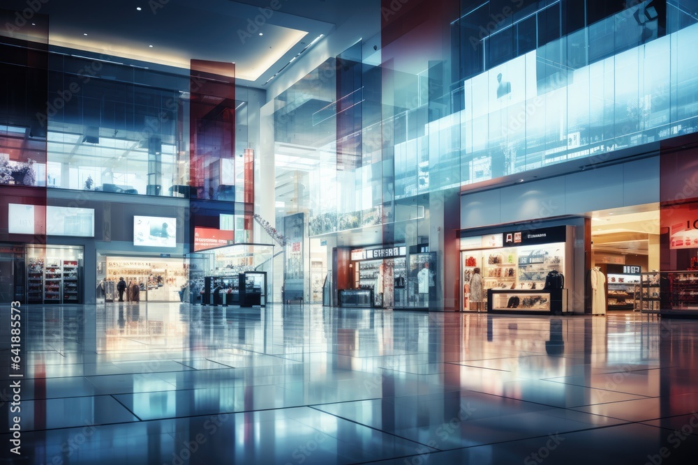 custom made wallpaper toronto digitala blurry image of a shopping mall with some items in it Generative AI