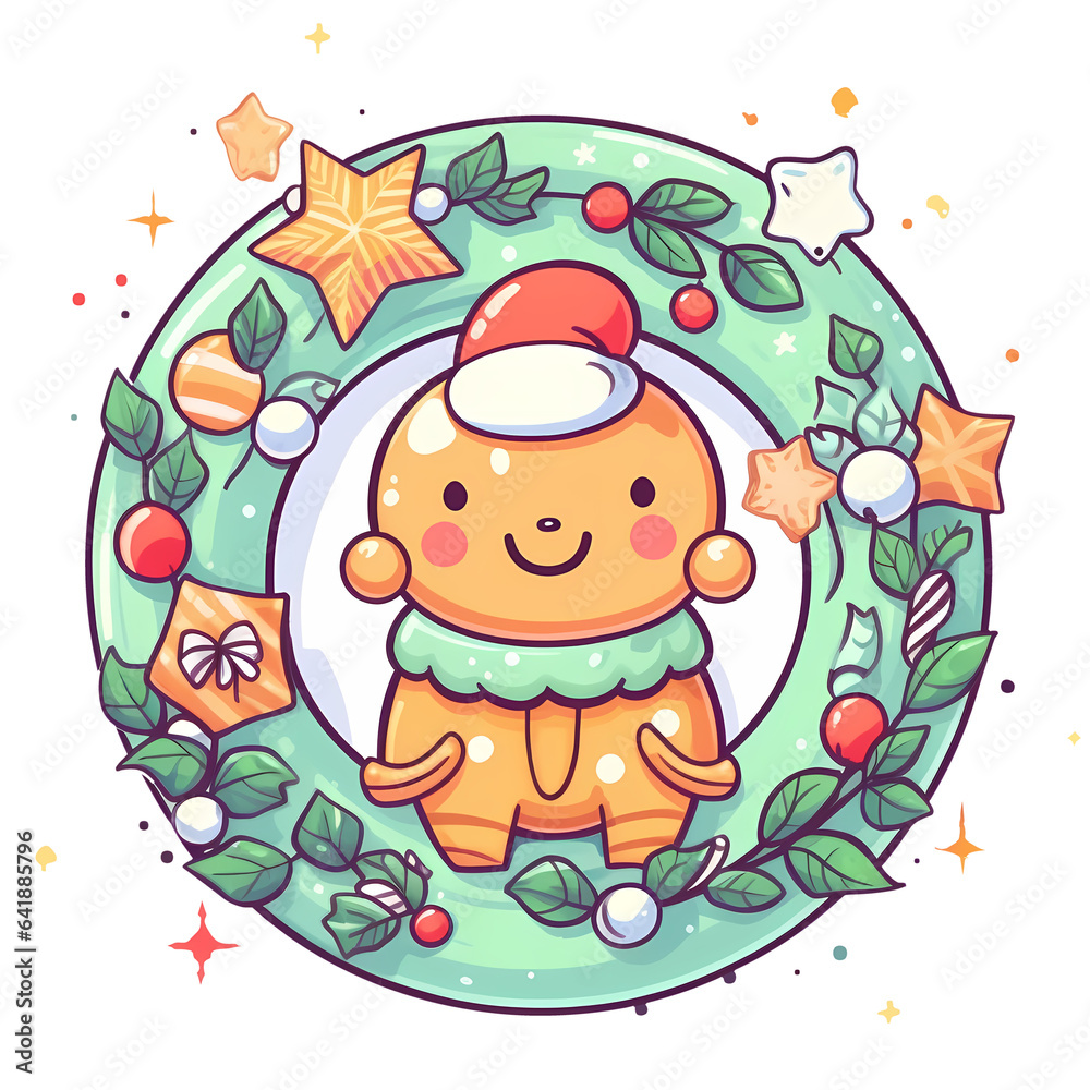 Cute Christmas Decors Clipart Illustration