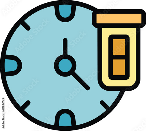 Time pcr test icon outline vector. Corona health. Swab lab color flat