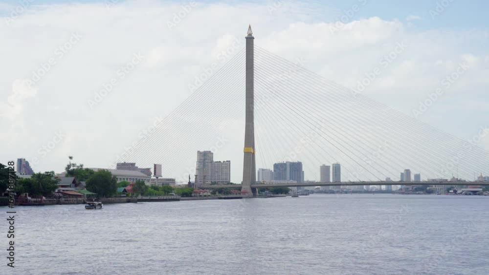 Chao Phraya river with Rama VIII Bridge in bagkok city, thailand