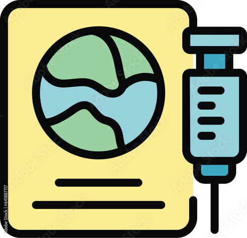 Global pcr result icon outline vector. Test health. Negative test color flat