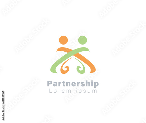Creative community logo concept. Smile and partnership icon combination