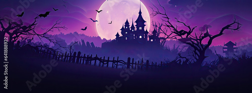 Haunted Halloween landscape. Halloween background.