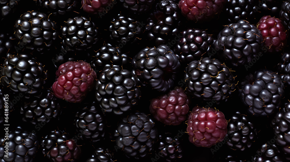 Top view full frame of whole ripe blackberry placed together as background. Top view full frame of whole ripe blackberry placed together as background.