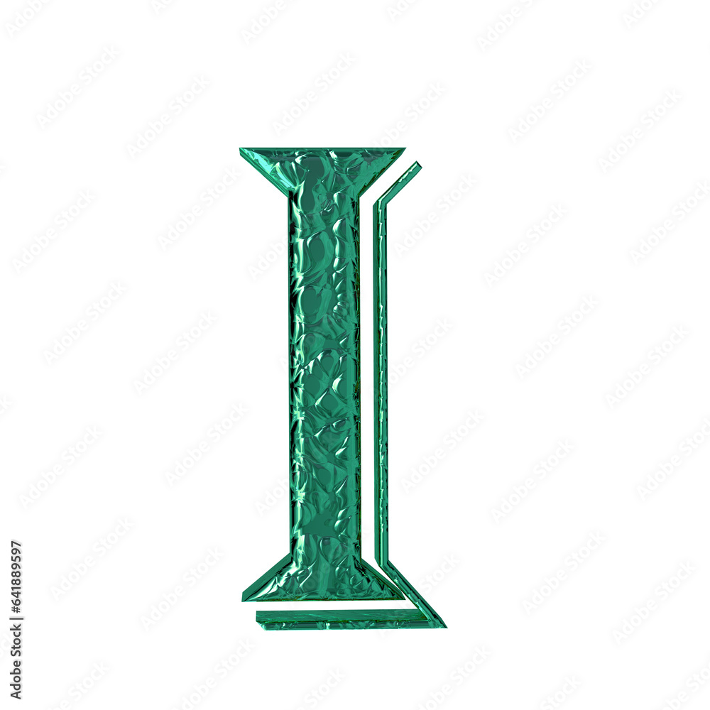 Fluted turquoise symbol front view. letter i Fluted turquoise symbol front view. letter i
