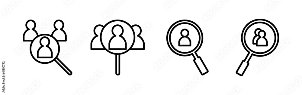 Hiring icon vector. search job vacancy icon. magnifying glass looking for people Hiring icon vector. search job vacancy icon. magnifying glass looking for people