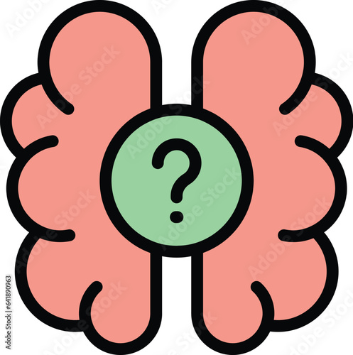 Brain quiz icon outline vector. Competition question. Poster ask color flat