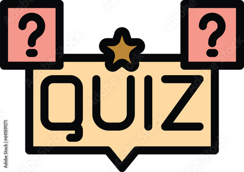 Quiz problem icon outline vector. Word education. Poster show color flat