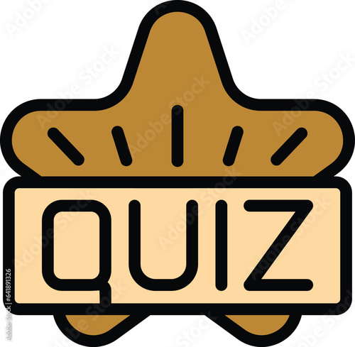 Star quiz icon outline vector. Exam trivia. Web button color flat