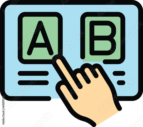 Ab quiz icon outline vector. Word education. Ask test color flat