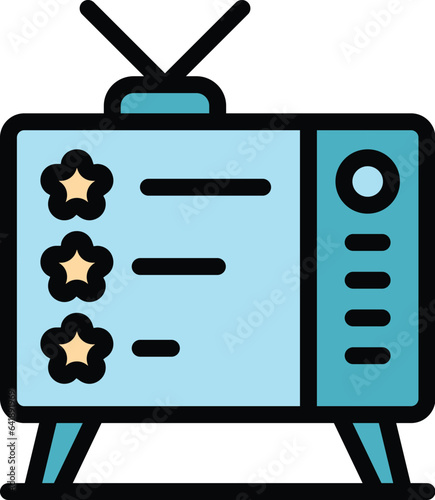 Tv quiz icon outline vector. Poster show. Competition answer color flat