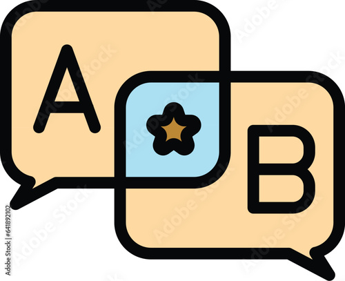 Quiz chat icon outline vector. Exam competition. Web button color flat