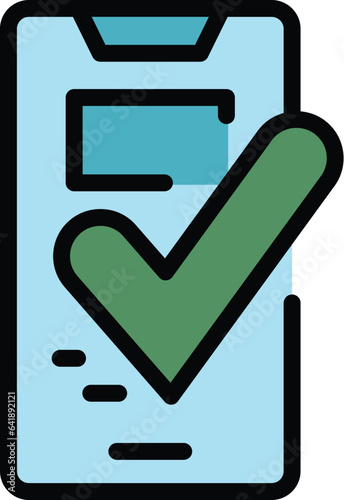 Approved quiz icon outline vector. Exam poster. Ask test color flat