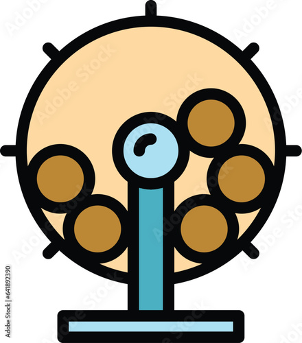 Fun wheel icon outline vector. Trivia exam. Game competition color flat