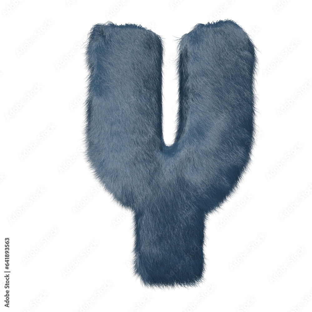 Symbol made of blue fur. letter y