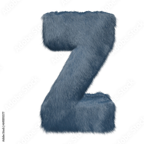 Symbol made of blue fur. letter z