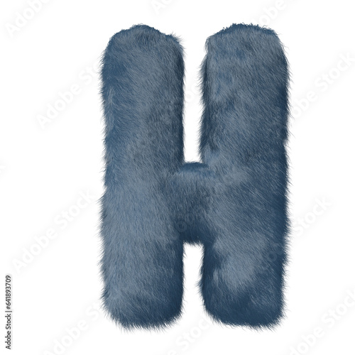 Symbol made of blue fur. letter h