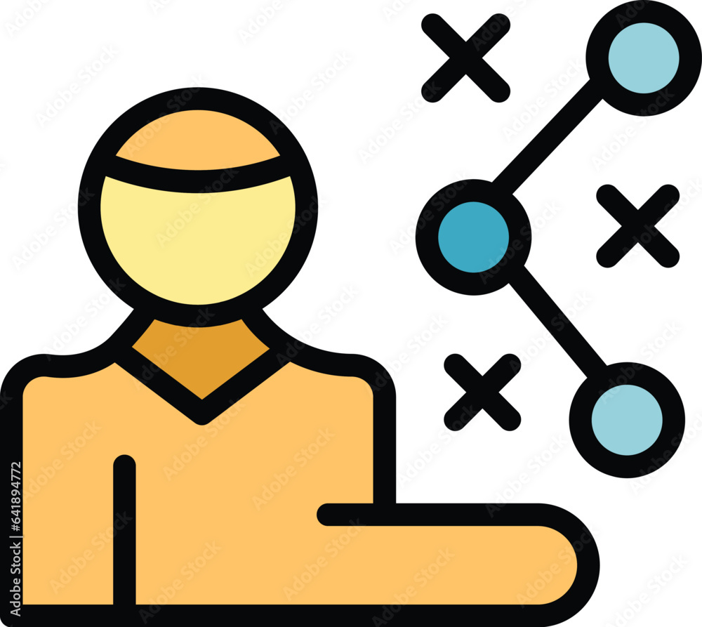 Team manager icon outline vector. Profit play. Cost idea color flat Team manager icon outline vector. Profit play. Cost idea color flat
