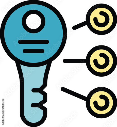 Tactical advantage key icon outline vector. Team decision. Critical idea color flat