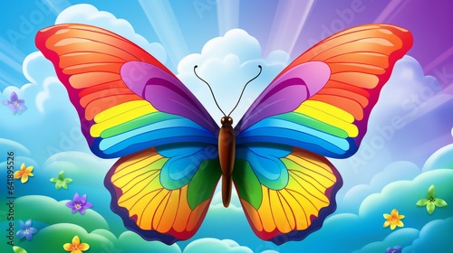 Pretty Butterfly Cartoon with Rainbow Colors © Jardel Bassi