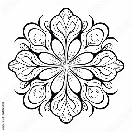 Lucky Clover Mandala  Black and White Serenity