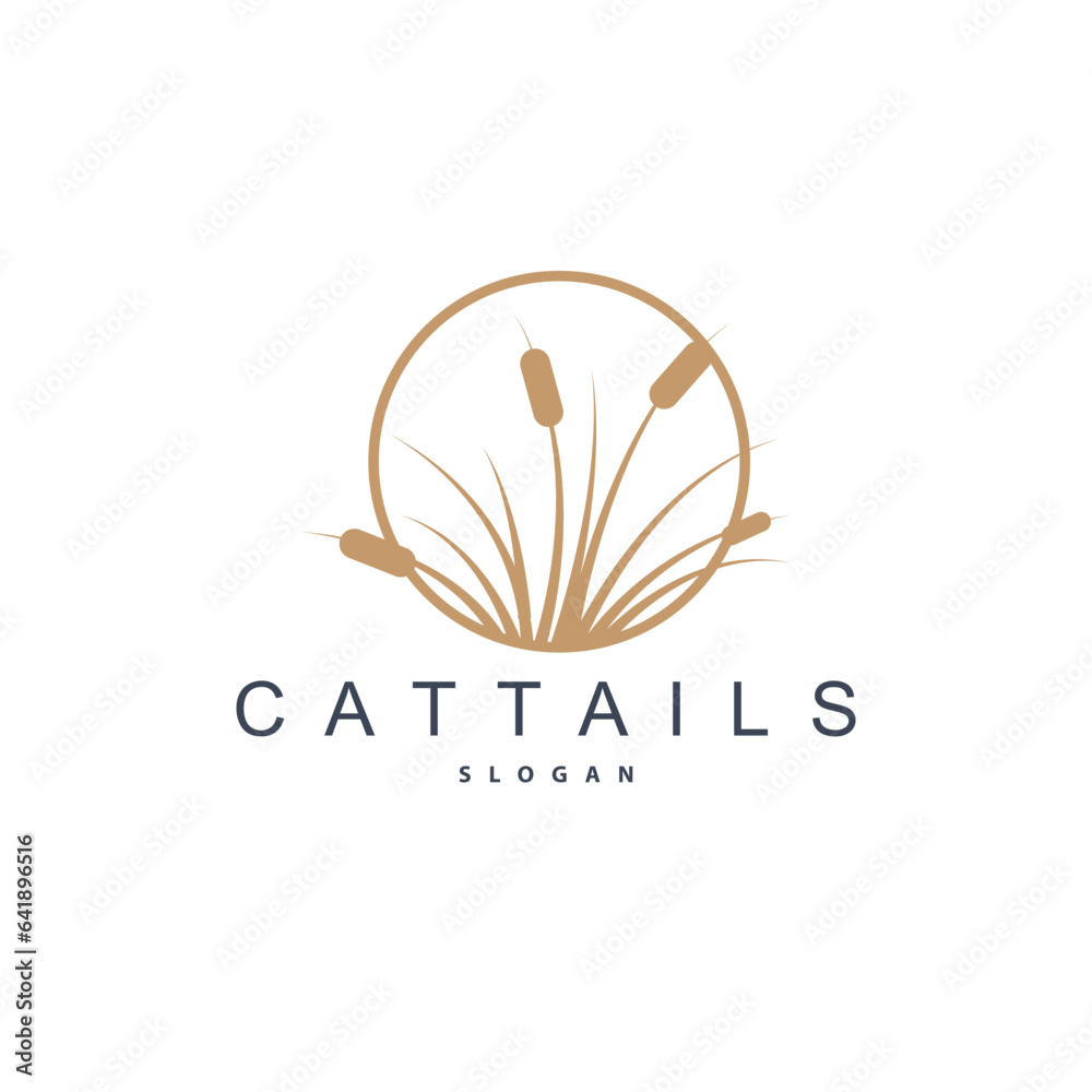 Creeks And Cattails River Logo, Grass Design Simple Minimalist Illustration Vector Template