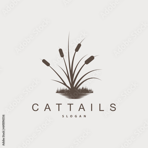 Creeks And Cattails River Logo, Grass Design Simple Minimalist Illustration Vector Template