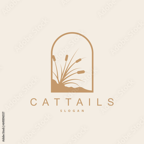 Creeks And Cattails River Logo, Grass Design Simple Minimalist Illustration Vector Template