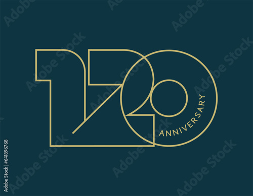 120 Year Anniversary Logo, Golden Color, Vector Template Design element for birthday, invitation, wedding, jubilee and greeting card illustration.
