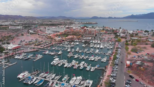 Toma de Dron de la Marina de San Carlos Sonora México photo