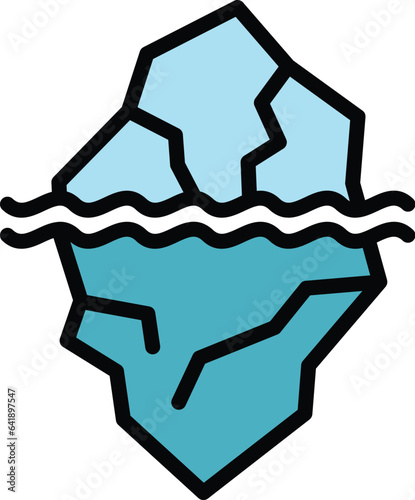 Deep ice berg icon outline vector. Sea mountain. Ocean glacier color flat