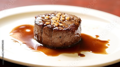 Filet Mignon Delight  Succulent Steak with Sauce on a Plate