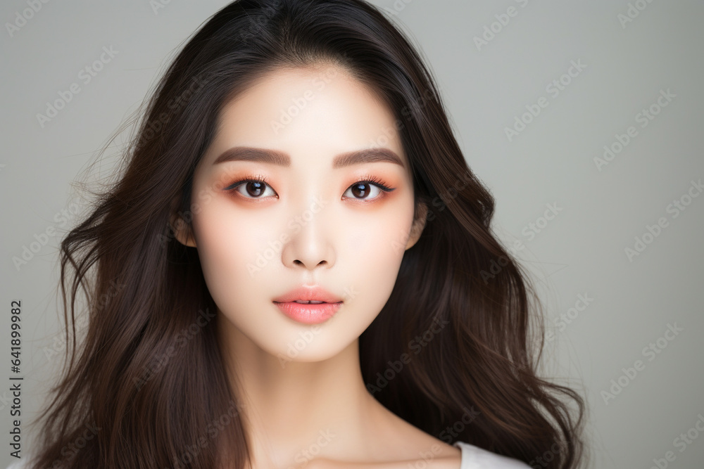 Portrait of a smiling young woman with good health glowing skin and positivity standing and looking at the camera. Portrait of a smiling young woman with good health glowing skin and positivity standing and looking at the camera.