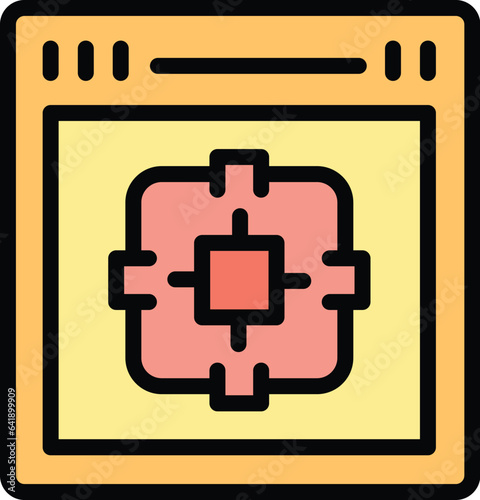 Web page monetize icon outline vector. Video data. App digital color flat
