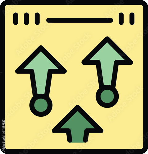 Grow online monetize icon outline vector. Profit data. Business lead color flat