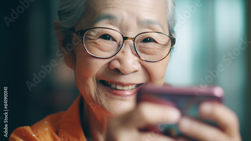 スマートフォンを使う高齢者女性（オンラインショッピング・アプリ）
 photo