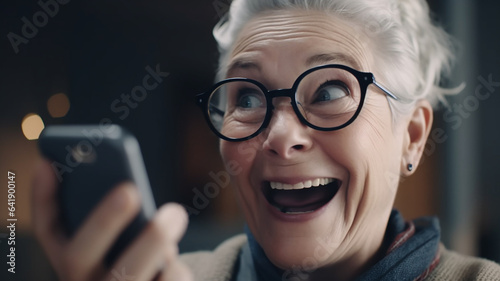 スマートフォンを使う高齢者女性（オンラインショッピング・アプリ）
